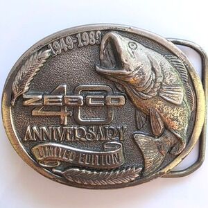 Zebco‎ 40th Anniversary Limited Edition Fishing Belt Buckle 1949-1989 Bass